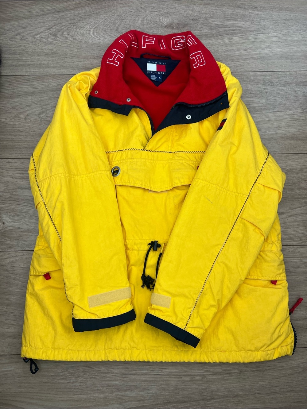 Tommy Hilfiger Mens Yellow & Red Anorak Jacket